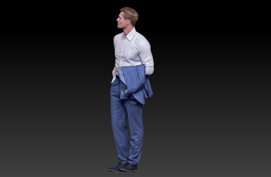 手拿西装男士白衬衫男人职业装男人3d扫描人物模型下载插图