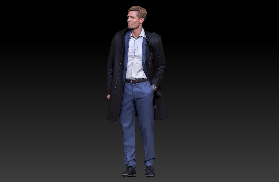 插口袋披风男士西装男人3d扫描写实人物模型下载插图