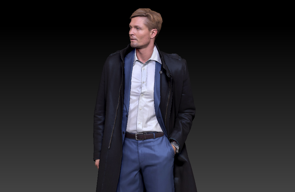 插口袋披风男士西装男人3d扫描写实人物模型下载插图3