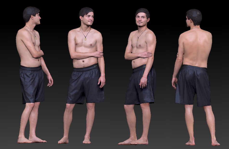 夏季沙滩短裤男人沙滩裤男孩3d扫描写实人物模型下载插图