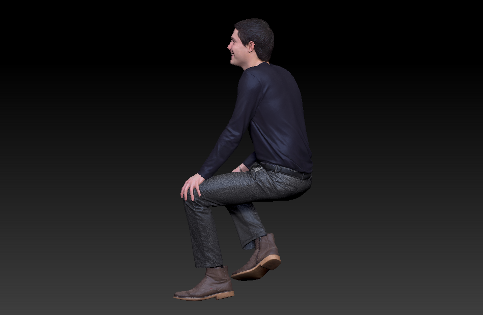 面带微笑坐着的男人3d写实人物模型下载插图2