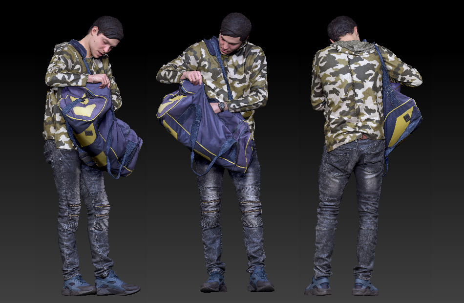 背挎包的男人背包男士3d写实人物模型下载插图
