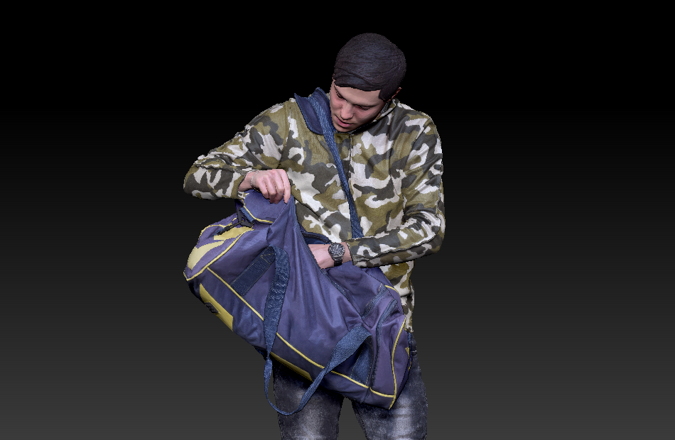 背挎包的男人背包男士3d写实人物模型下载插图1