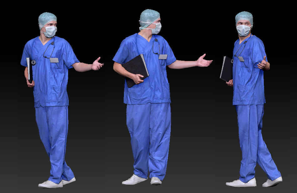 戴口罩外科医生手术科医生手术服男医生3d写实模型下载插图