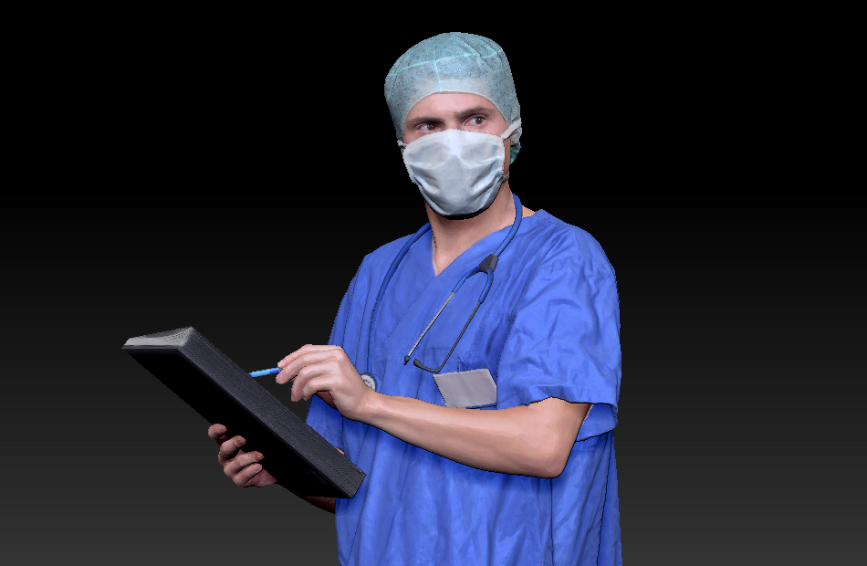 戴口罩外科医生手术科医生手术服男医生3d写实模型下载插图2