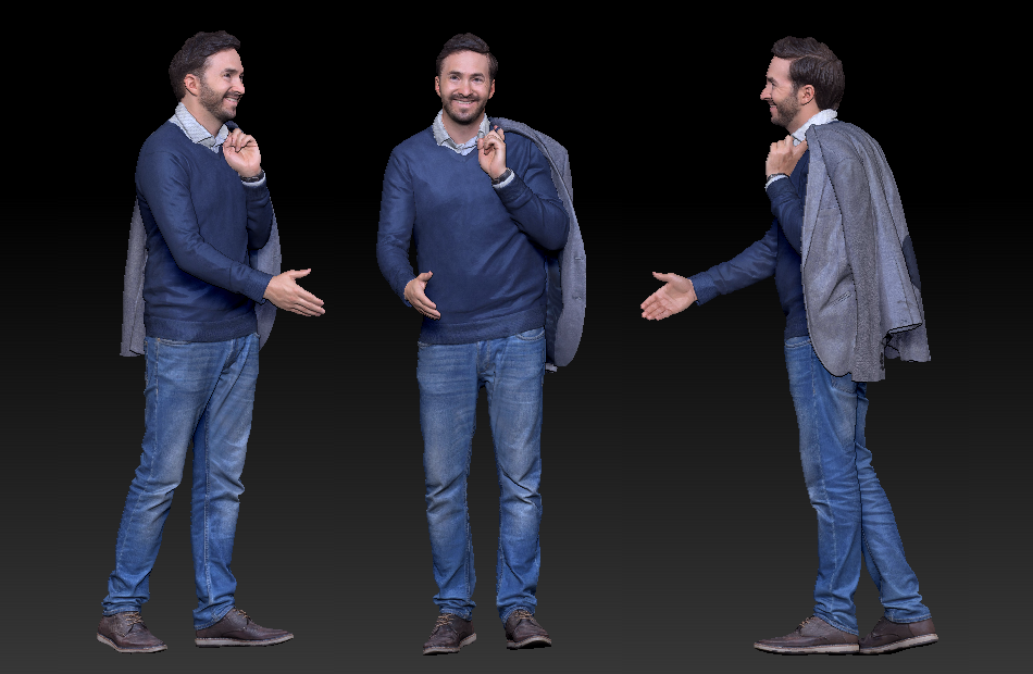 伸手准备捂手的男人3d扫描写实人物模型下载插图
