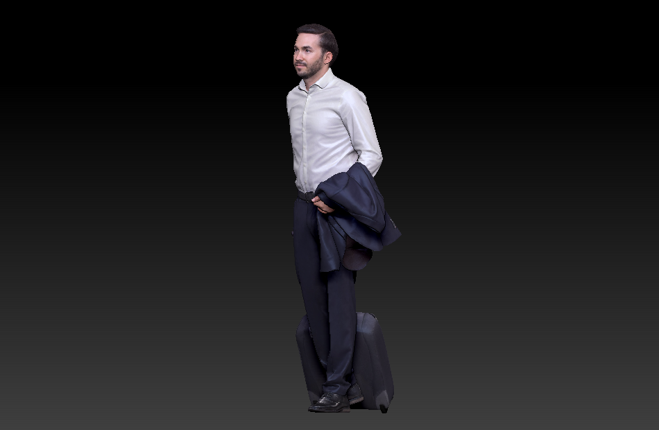 拉行李箱的男人旅行的人物3d写实人物模型下载插图2