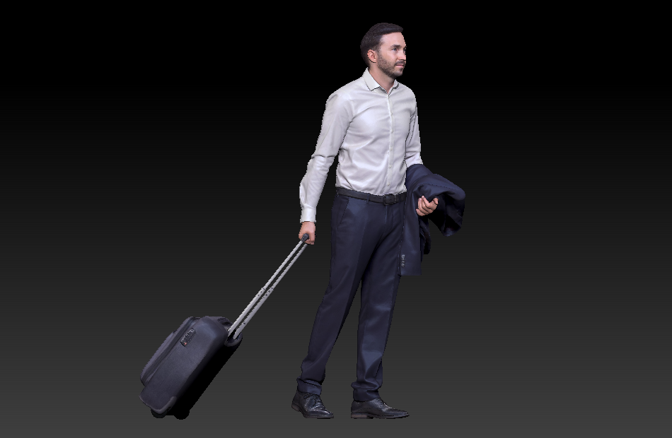 拉行李箱的男人旅行的人物3d写实人物模型下载插图