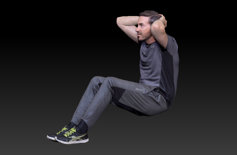 仰卧起坐运动的男人3d写实人物模型下载插图