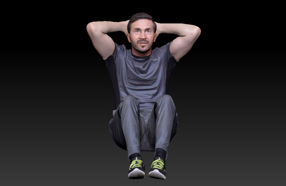 仰卧起坐运动的男人3d写实人物模型下载插图1
