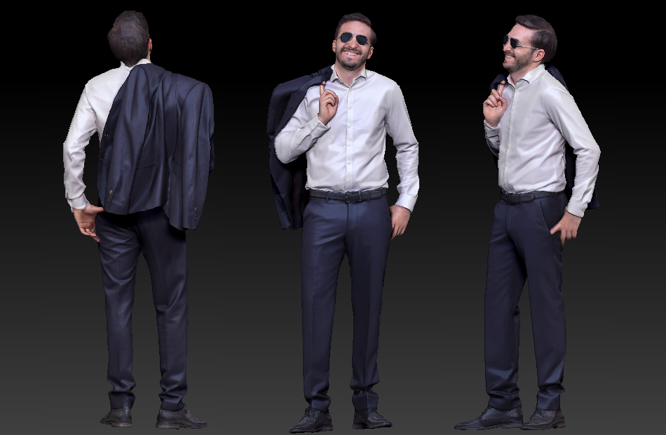 戴墨镜西装男士商务成功人士3d写实人物扫描模型下载插图