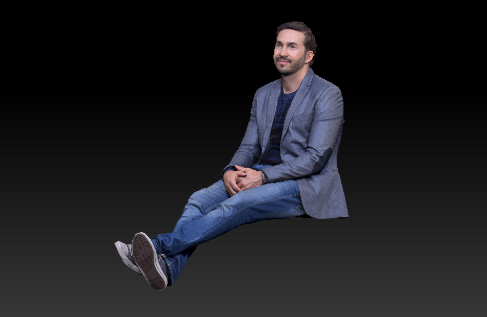 坐在地上的男人3d写实人物3d扫描模型下载插图
