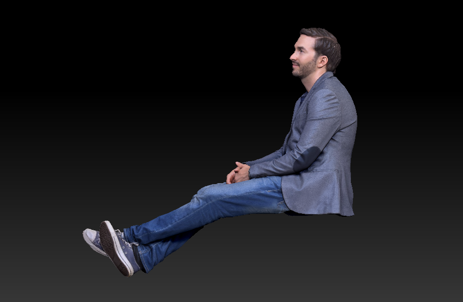 坐在地上的男人3d写实人物3d扫描模型下载插图1
