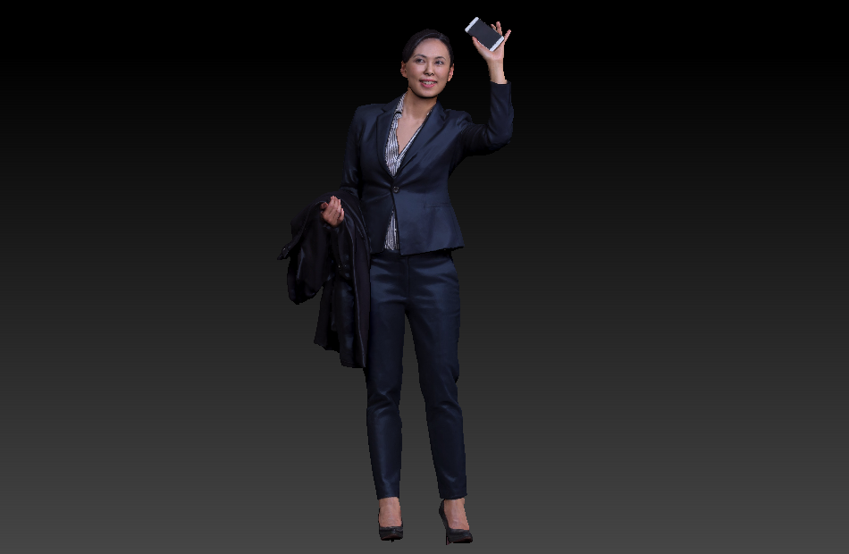 拿外套的西装女士职业装女性3d写实人物模型下载插图