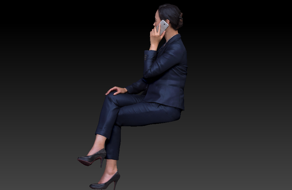 坐着打电话的办公室女人3d扫码人物模型下载插图3