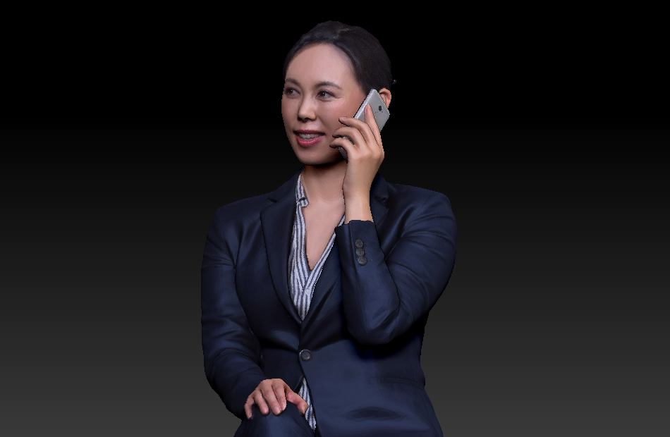 坐着打电话的办公室女人3d扫码人物模型下载插图4