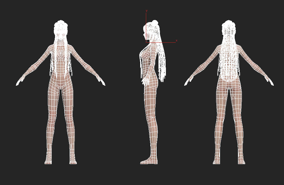 古代女子风格秀气的美女3DMAX裸模插图
