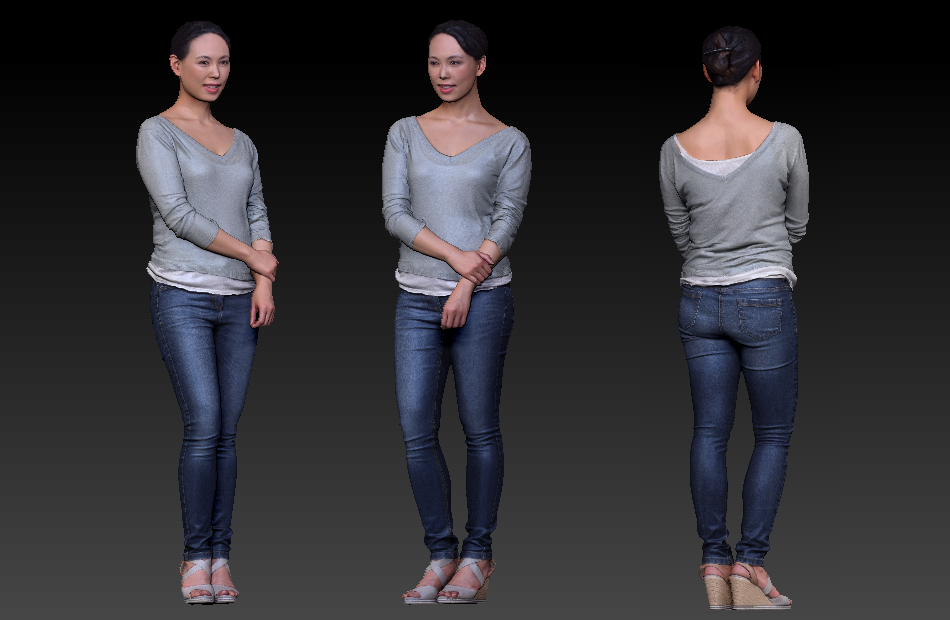 站立的女孩写实人物3d模型下载插图