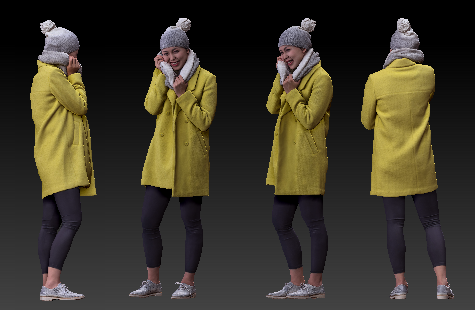 戴帽子围巾的女孩站立姿势写实人物3d模型下载插图