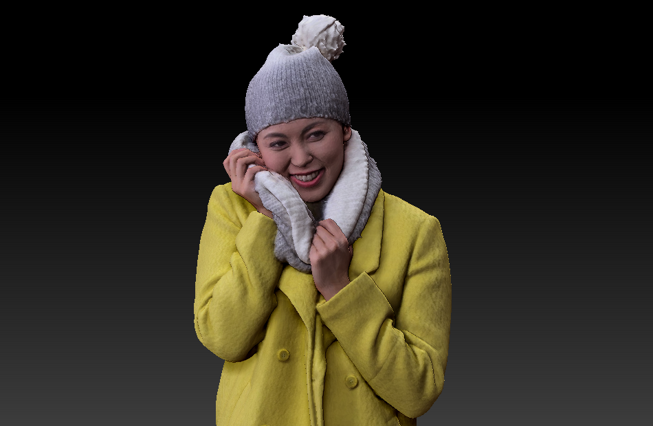 戴帽子围巾的女孩站立姿势写实人物3d模型下载插图1