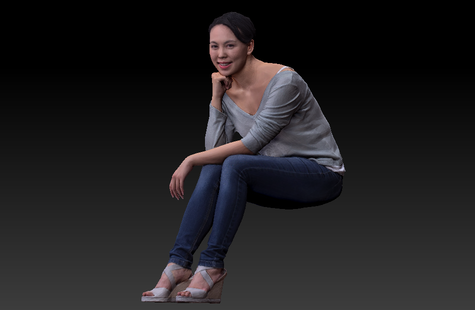 坐在地上的女人3d写实人物3d扫描模型下载插图2