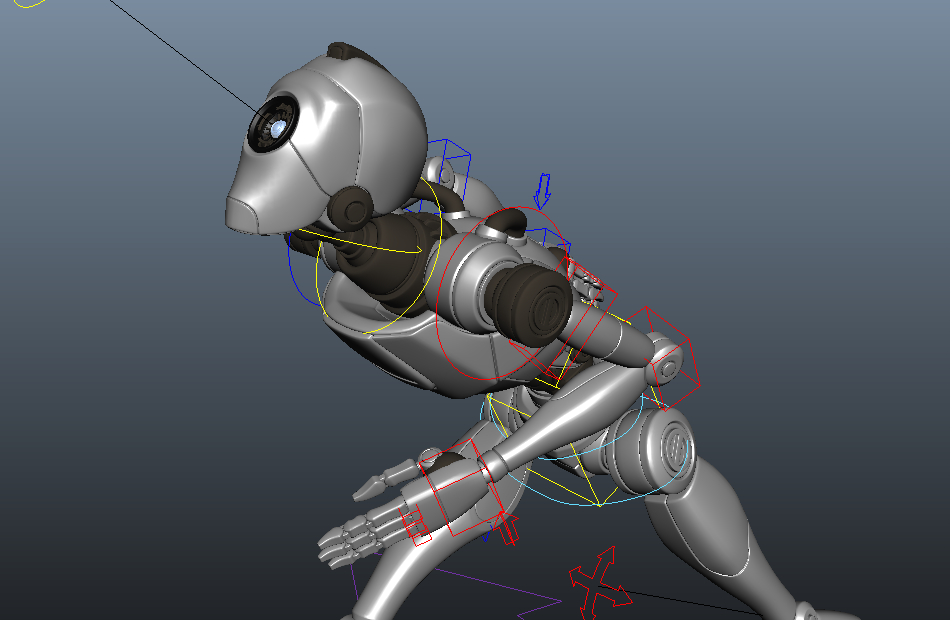 未来机械战士白色科幻机器人maya绑定角色模型下载插图4