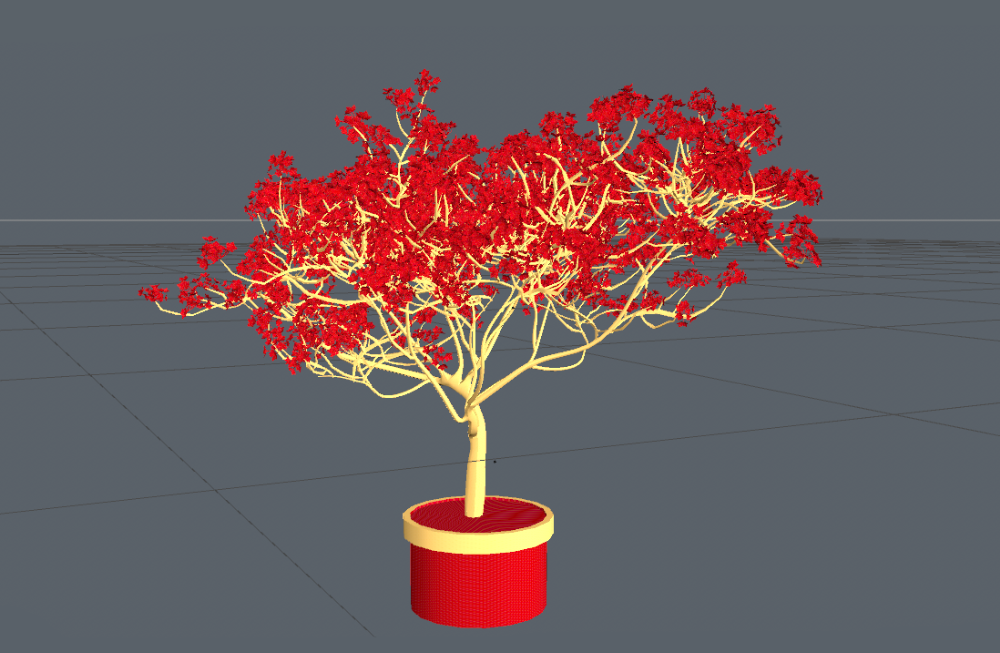 新年红色装饰树喜庆树摇钱树C4D模型下载插图