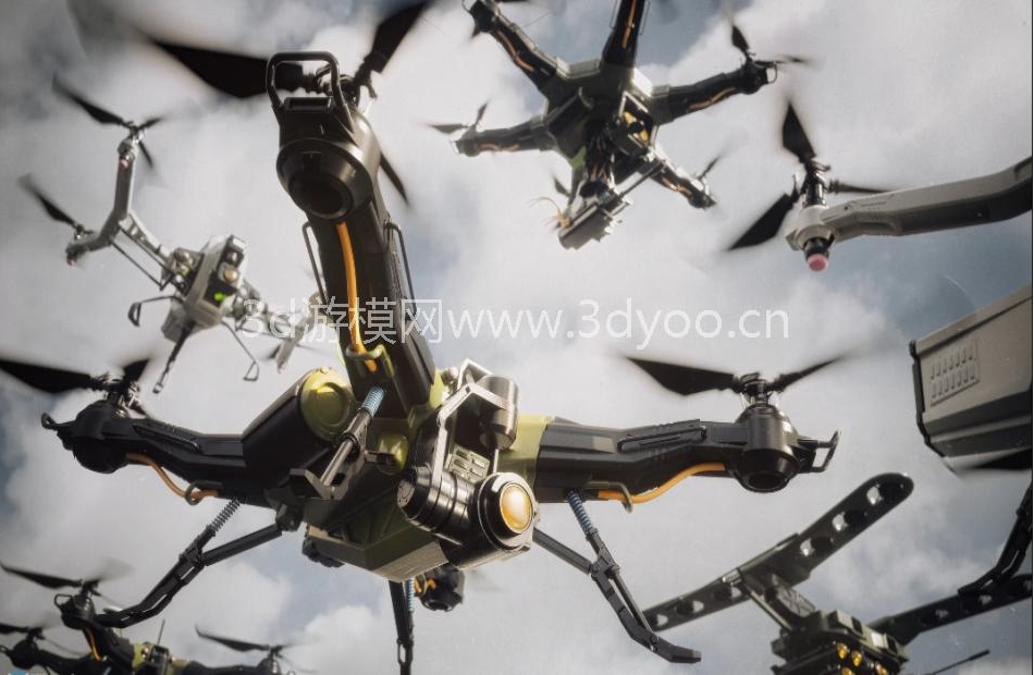 航拍无人机3D模型-Kitbash3d – Veh Drones插图