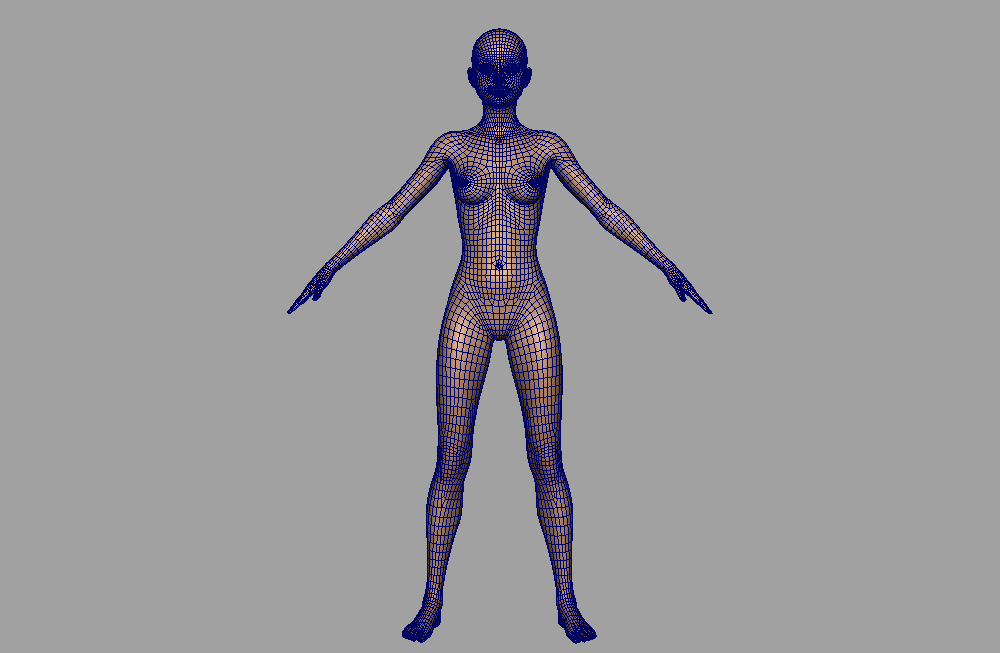 四边形布线女性人物写实游戏基础人体3d模型下载插图2