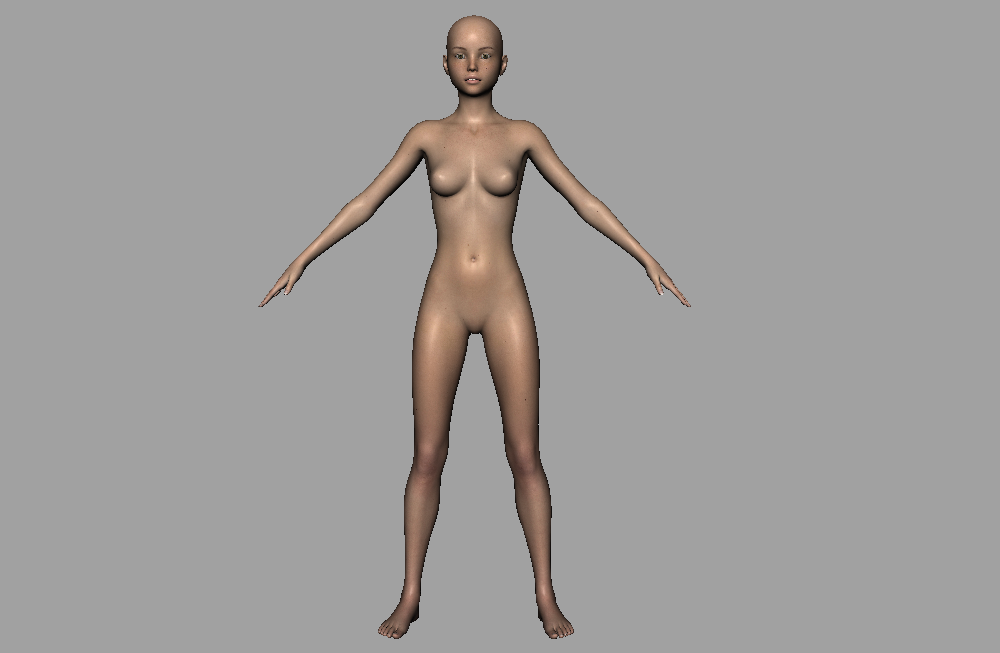 四边形布线女性人物写实游戏基础人体3d模型下载插图