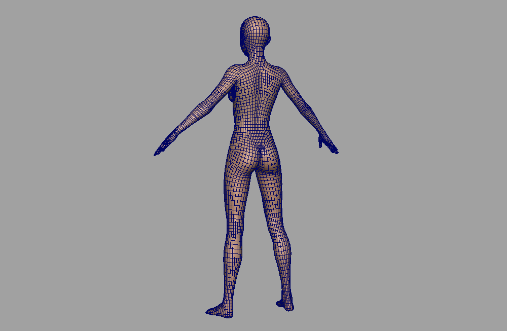 四边形布线女性人物写实游戏基础人体3d模型下载插图3