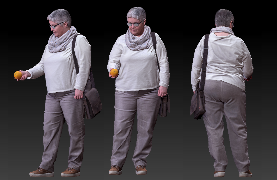 肥胖的中年妇女戴眼镜女人3d写实人物模型下载插图