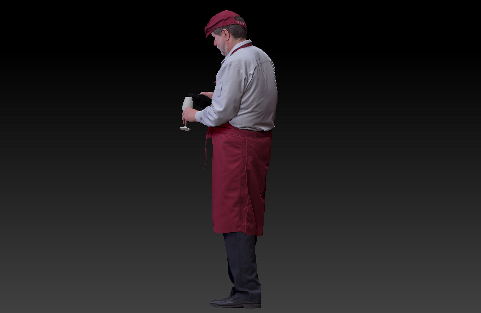 倒红酒的服务员喝酒的老年人老头3d写实人物模型插图1