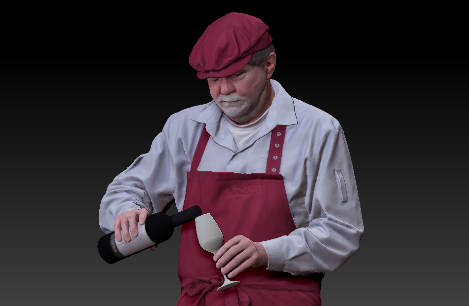倒红酒的服务员喝酒的老年人老头3d写实人物模型插图2