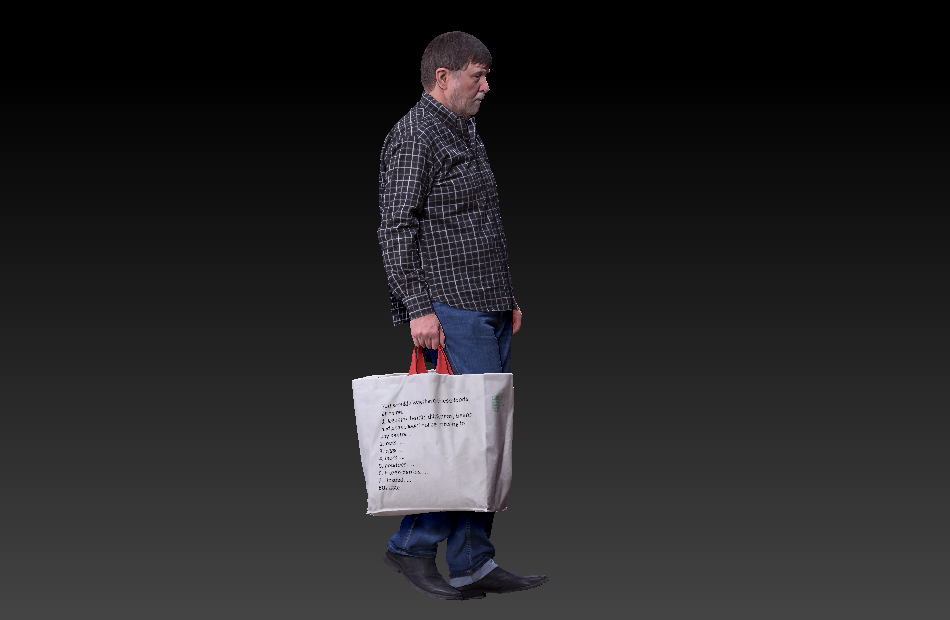 提购物袋的老年人白胡子中年男子3d扫描人物模型下载插图1