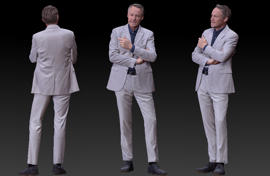 帅气的西装男人白西装中年人3d写实人物模型下载插图