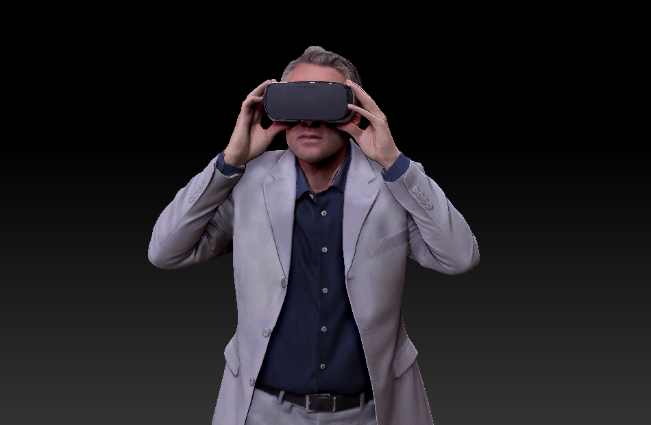 VR虚拟世界体验的男人VR虚拟眼镜老年人3d写实人物模型下载插图2