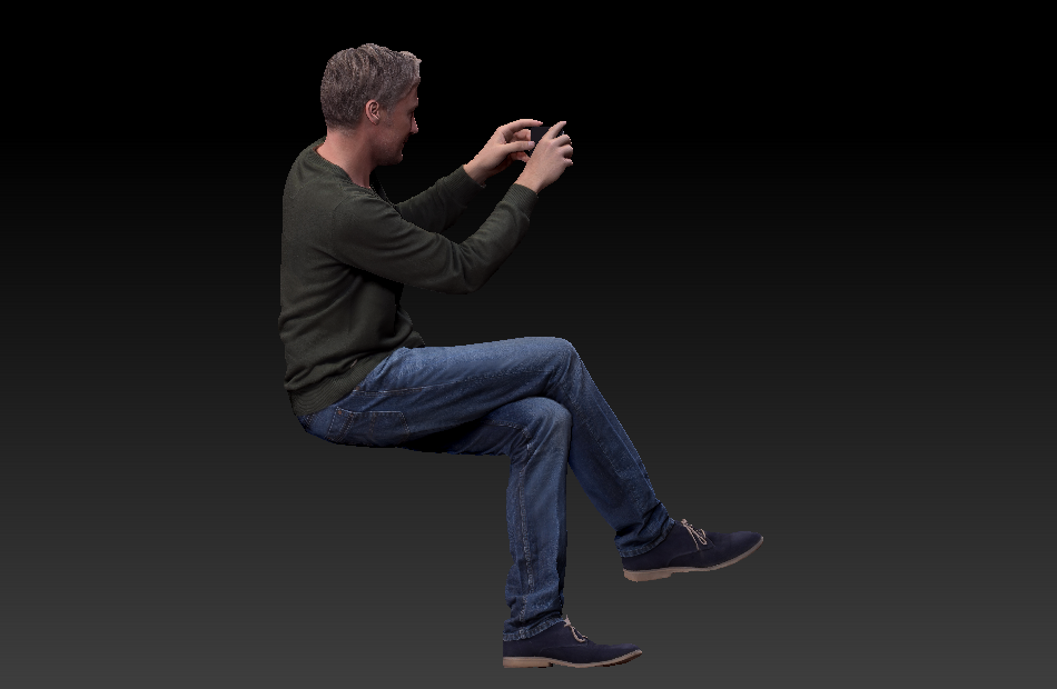 拍照的男人玩手机的老年人3d写实人物模型下载插图2