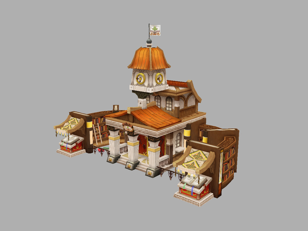 中世纪Servant library读书馆Q版房子3d游戏场景模型下载插图