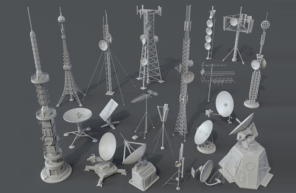 信号塔、铁塔、电线高塔、军事信号塔fbx模型下载插图