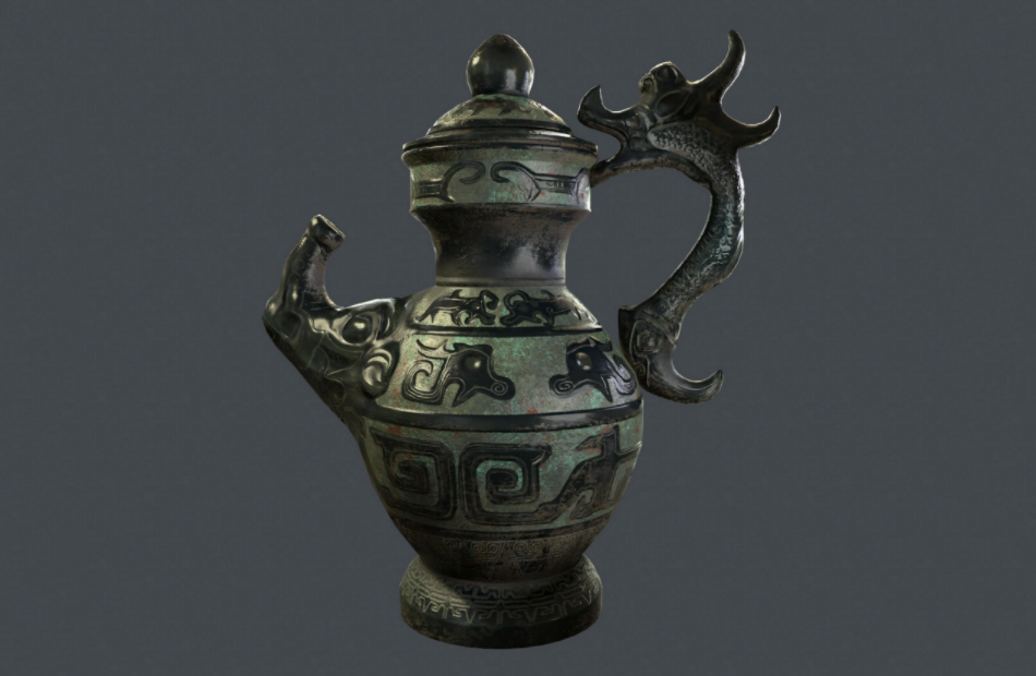 中国古代青铜壶3d模型下载插图1