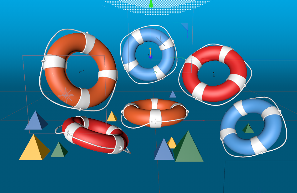 夏日游泳圈沙滩多种颜色救生圈C4D创意元素模型下载插图1
