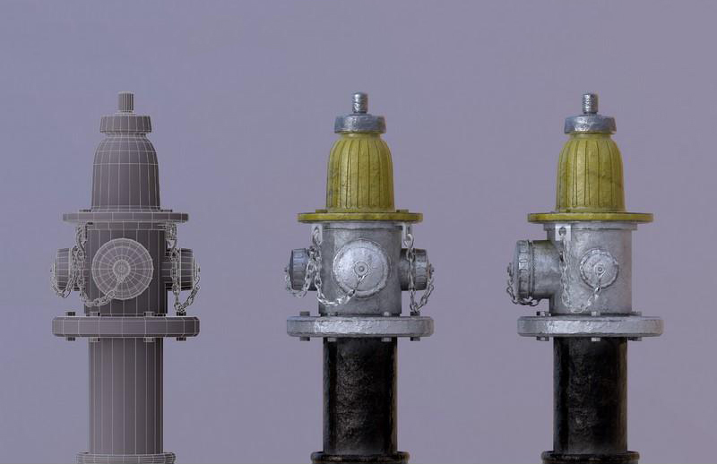 消防栓支柱消防管道水管次世代3dmax模型下载插图