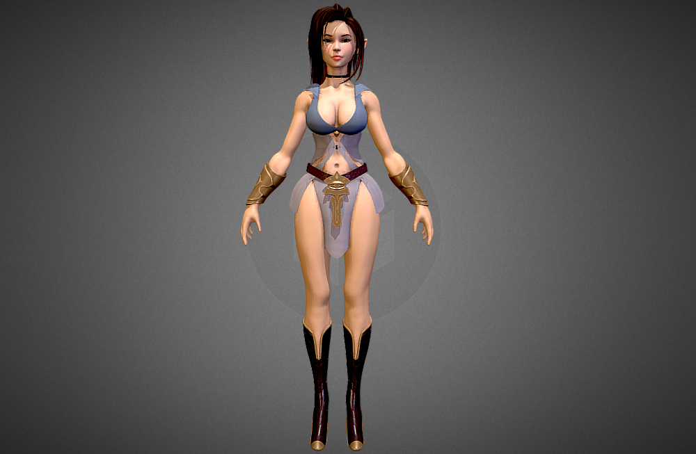 性感小精灵girl-elf漂亮的美女精灵3d游戏角色模型下载插图