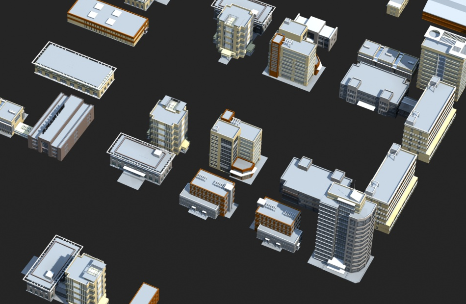 城市建筑群工业园区建筑场景商业街道建筑3dMax模型下载插图3