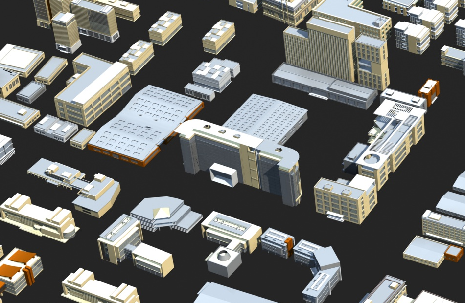 城市建筑群工业园区建筑场景商业街道建筑3dMax模型下载插图4