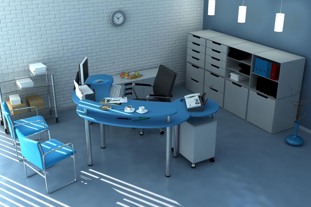 高品质办公室办公桌办公空间室内设计3d模型下载插图