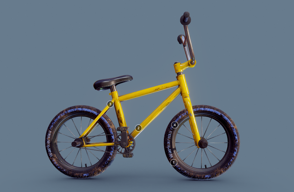 儿童自行车旧的的BMX自行车blend模型下载插图1