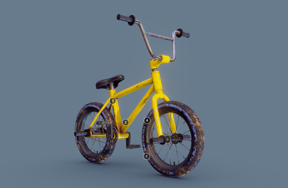 儿童自行车旧的的BMX自行车blend模型下载插图2