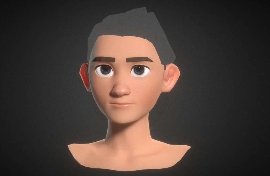 卡通小男孩facial-rig-test半身头部fbx绑定+面部表情动画模型下载插图